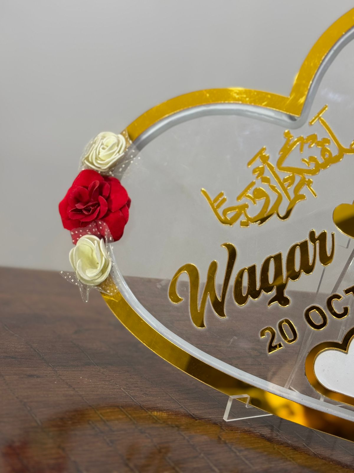 Nikah Thumb Board â Heart Shape Nikkah Plate with Flowers