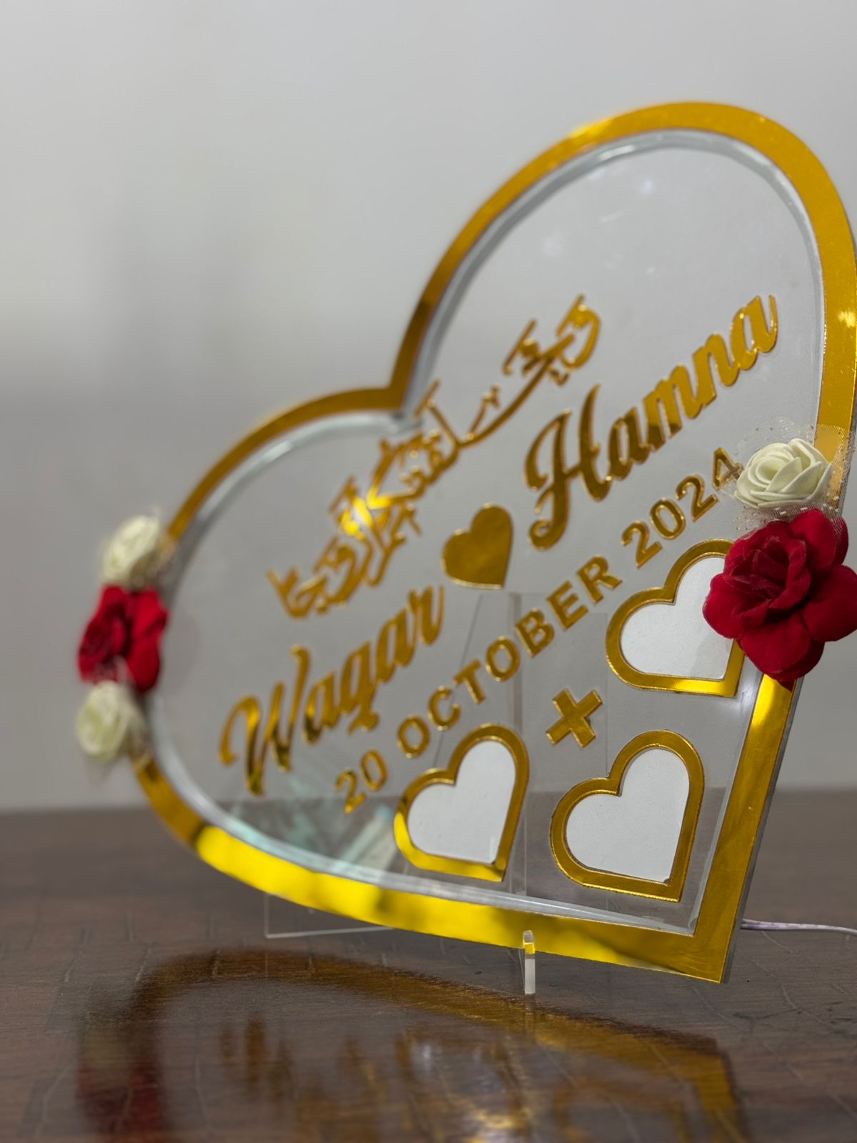 Nikah Thumb Board â Heart Shape Nikkah Plate with Flowers